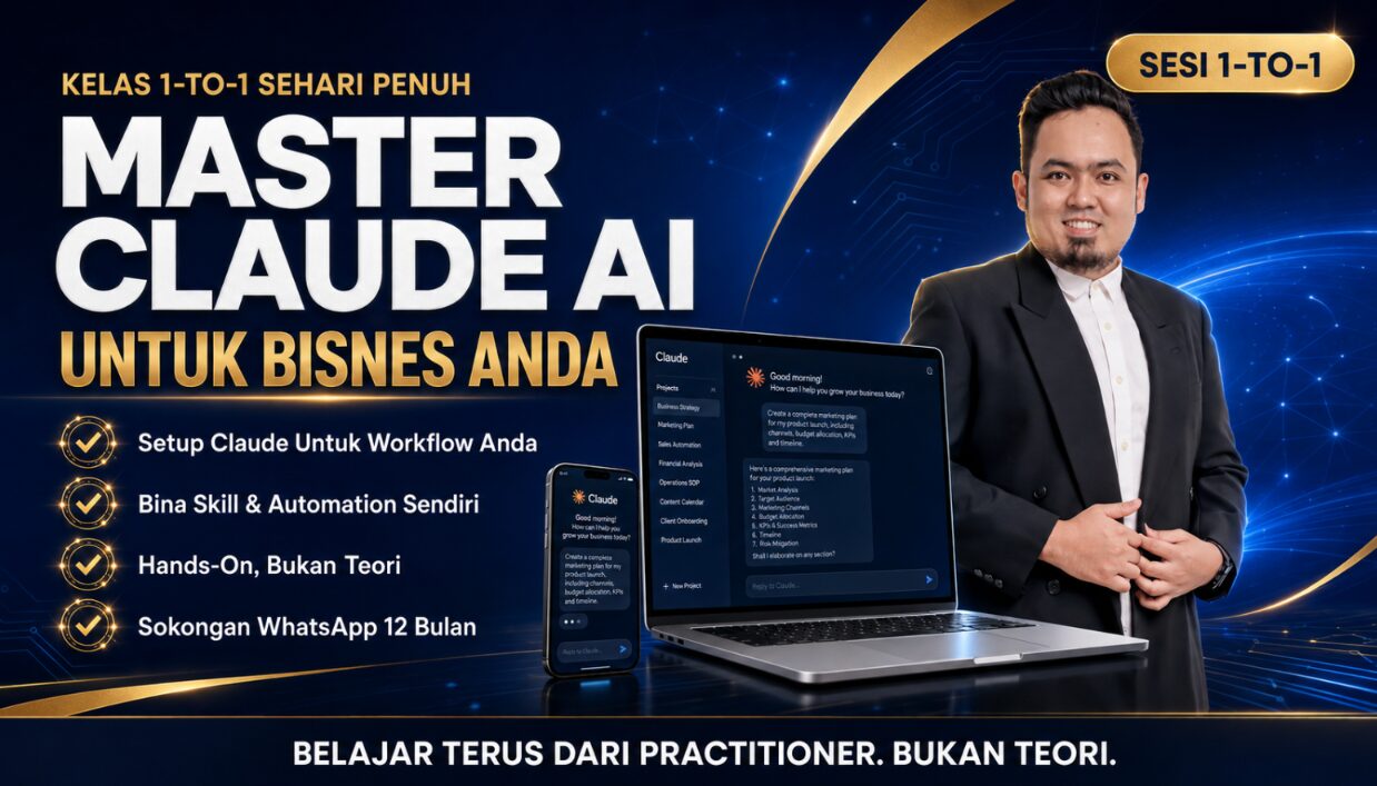 Master Claude AI untuk bisnes anda — kelas 1-to-1 sehari penuh bersama En. Waffiy